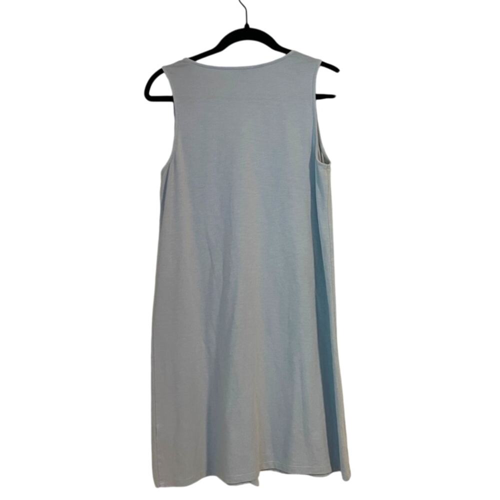 Lilla P Ruffle Front Sleeveless Dress Light Blue Peruvian Jersey Coastal Prep-S - Picture 3 of 5